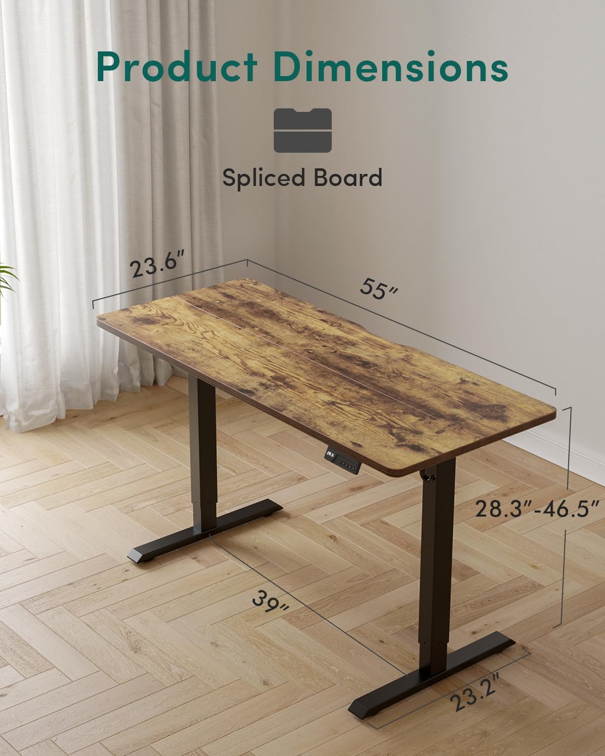 CubiCubi Electric Standing Desk, 55 x 24 Inches Height Adjustable Sit Stand Desk, Ergonomic Home Office Computer Workstation, Rustic Brown