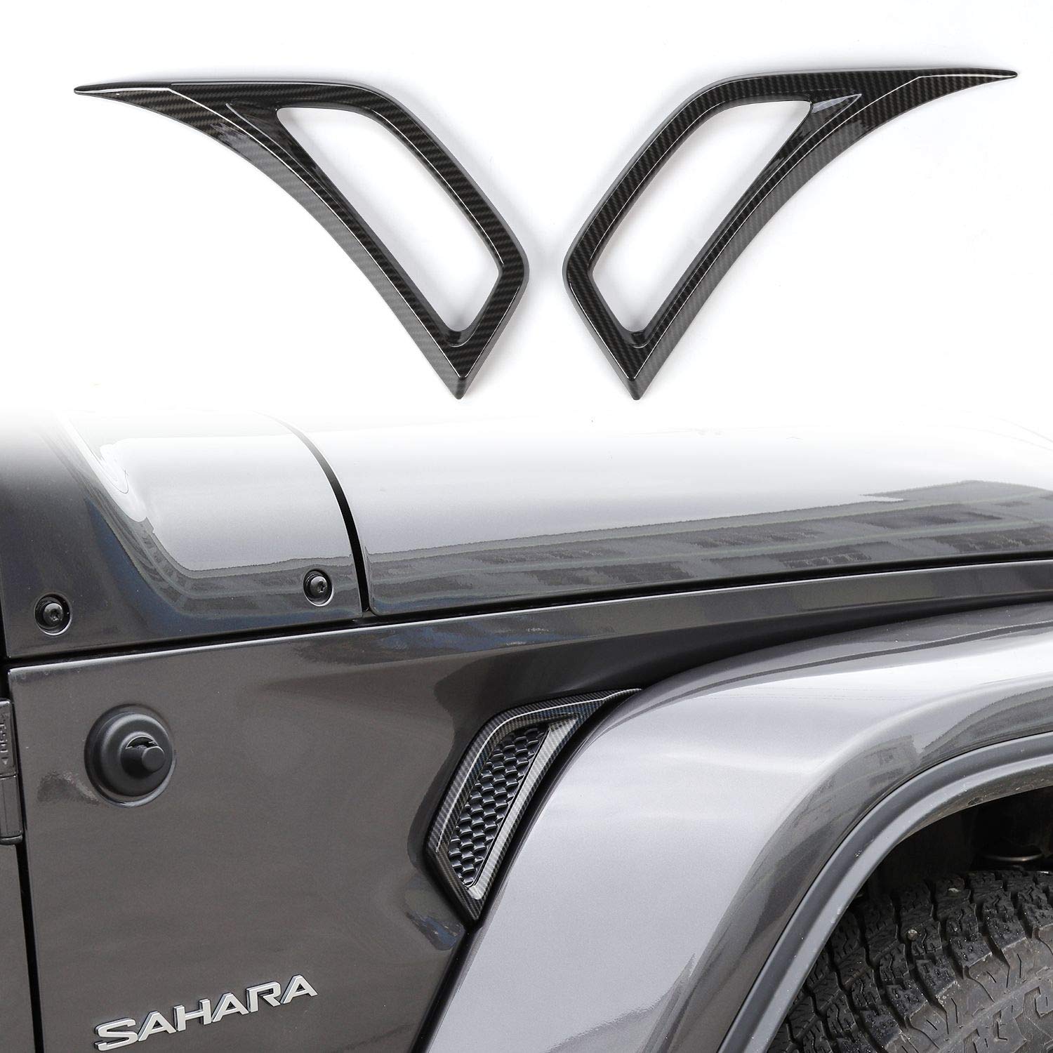 Voodonala for Jeep JL ABS Carbon Fiber Side Air Conditioning Vent Outlet Decoration Trim for 2018-2022 Jeep Wrangler JL JLU Gladiator JT