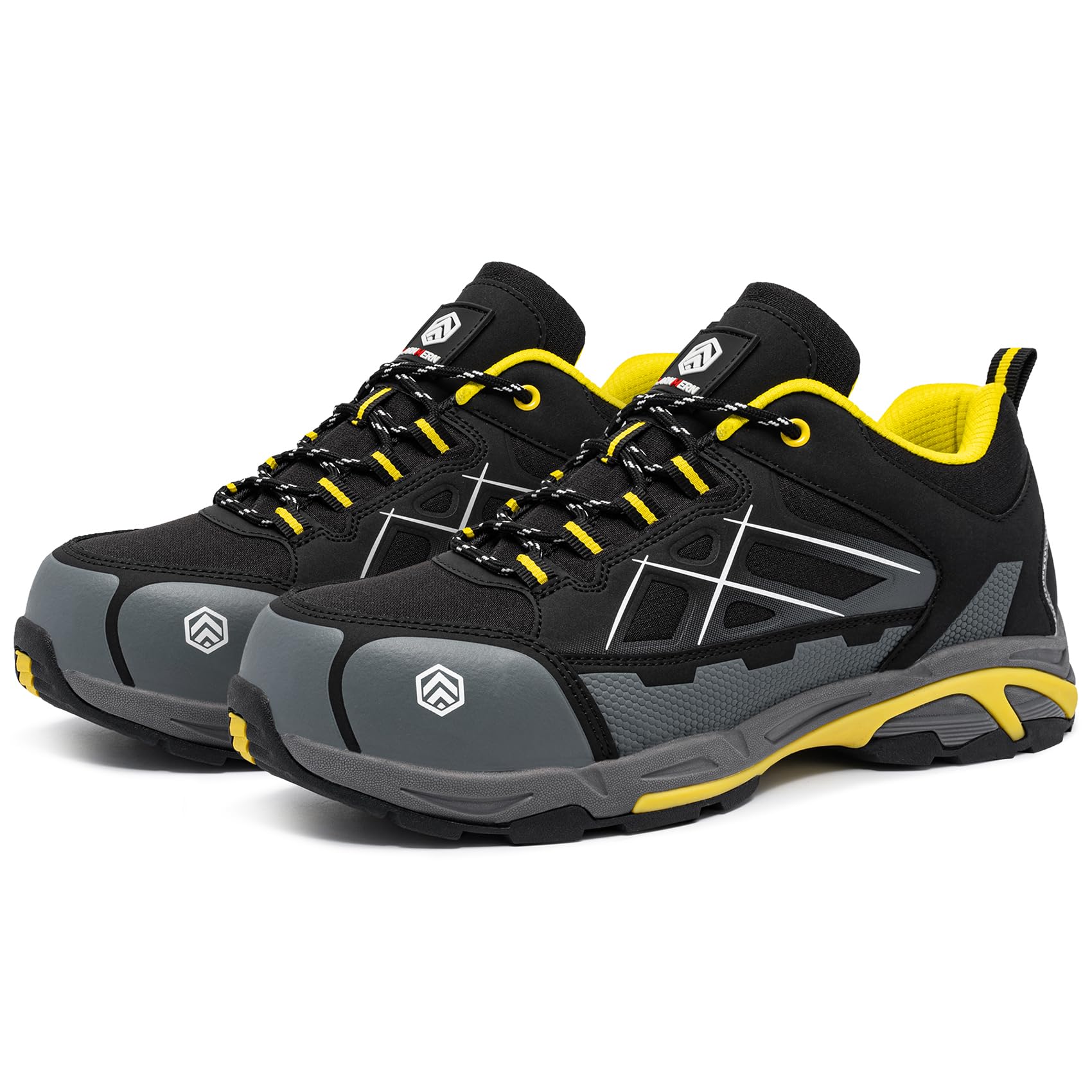 LARNMERN Zapatos de Seguridad Hombre Antiestático Punta de Acero SRC Antideslizante Transpirable Comodos Zapatillas Pies Anchos Cordones Trabajo