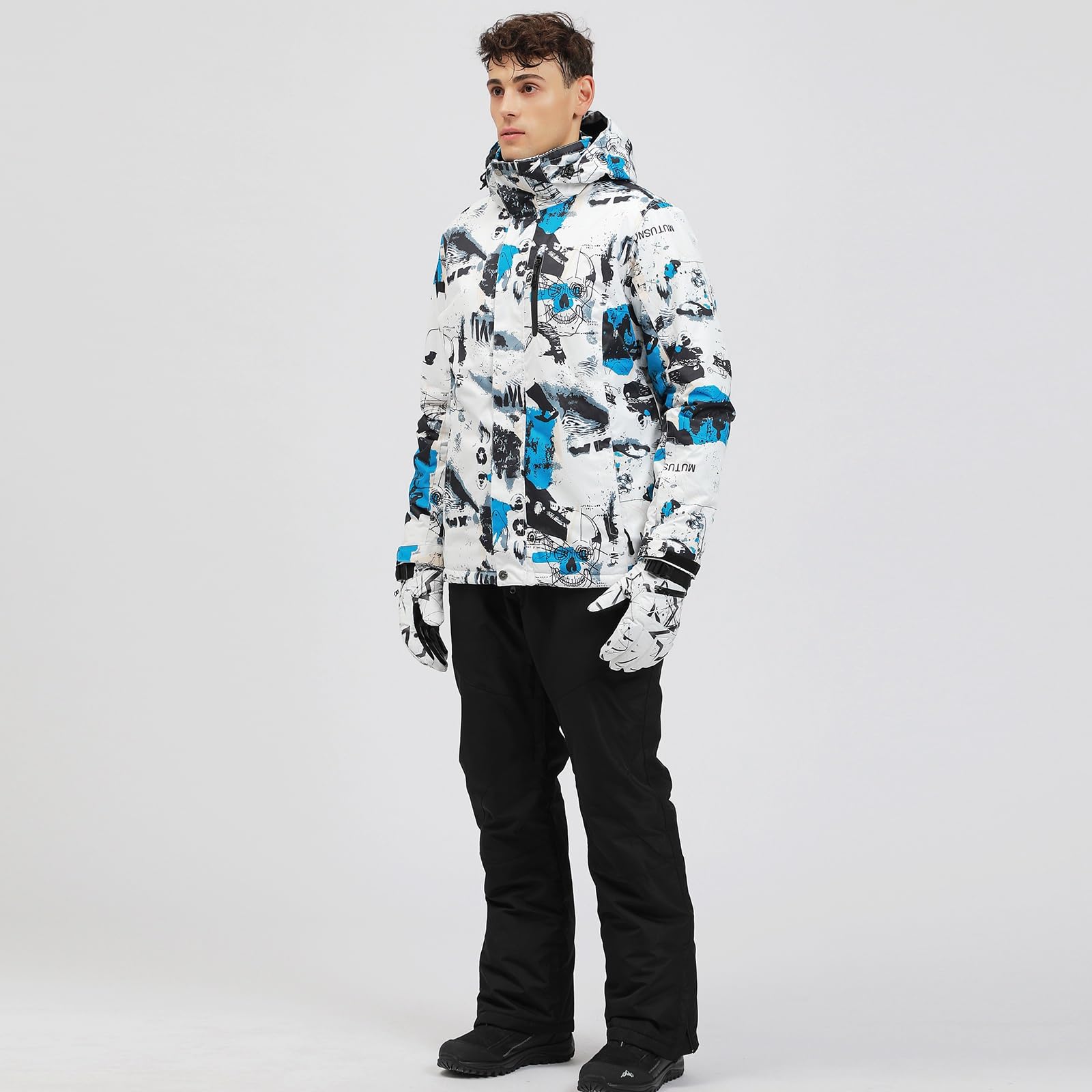 HOTIAN Conjunto de chaqueta y pantalones de esquí para hombre, traje de nieve, invierno, cálido, nieve, esquí, impermeable, a prueba de viento, conjunto de snowboard