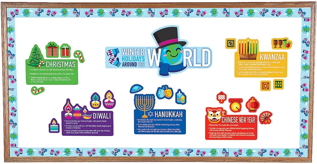 Winter Holidays Around The World Bulletin Board Set - 41 Pieces