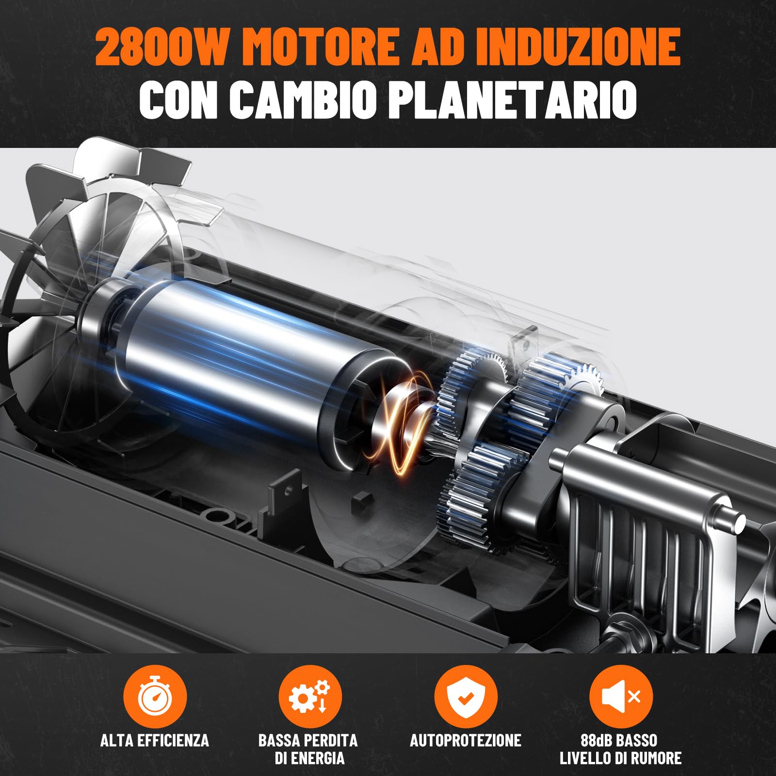 DOVAMAN GT10 Biotrituratore Elettrico 2800W 400Nm 88dB Rullo 6 Denti 45mm