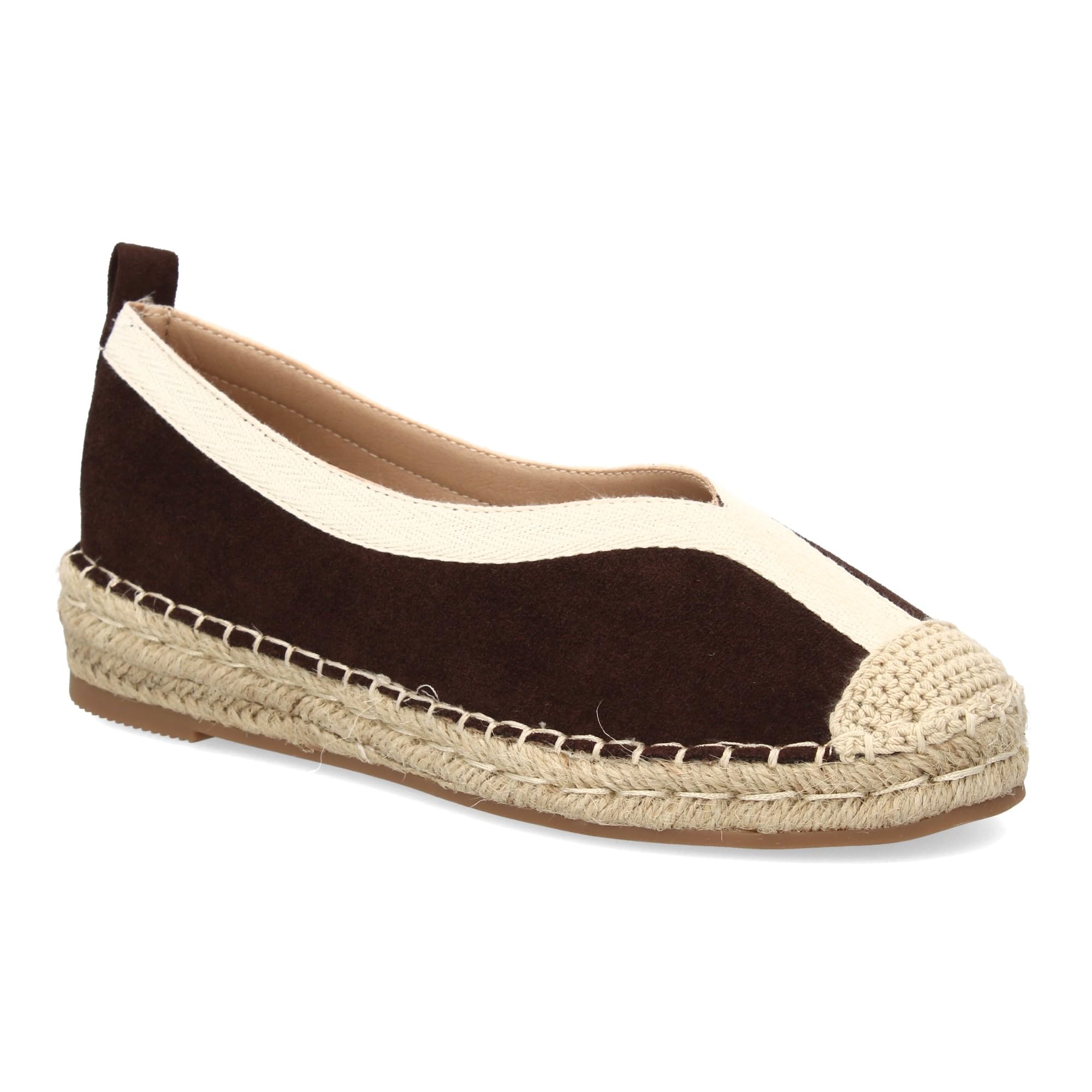 shoes&blues.es Alpargata Plana de Estilo Tradicional para Mujer, Punta Cerrada, sin Cierre. Suela Acolchada y Cuna Comoda, Ribete y la Suela de Yute, Ideal Primavera Verano.