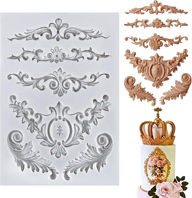3D Baroque Sculpted Cake Mould Flower Lace Retro Relief Silicone Fondant Molds Sugarcraft Chocolate Icing Mould Cake Decorating Tool Kits for Cake Deocration Handmade Craft DIY