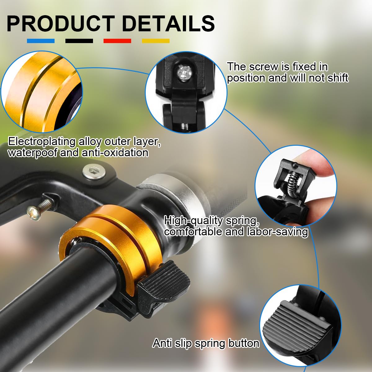 Timbre de bicicleta de montaña, campana, campana, campana de bicicleta para bicicleta de montaña, perfecto para los amantes del ciclismo, manillar de 22 – 22,8 mm