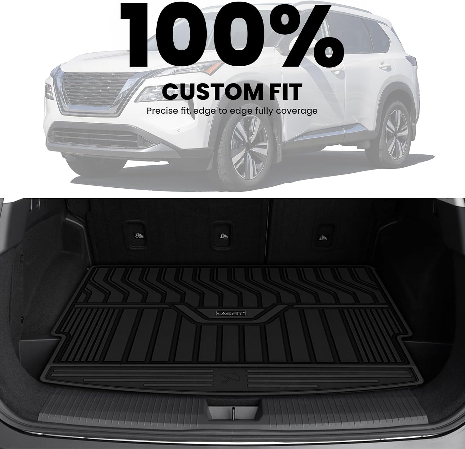LASFIT Cargo Mat for Rogue 2021-2026, All Weather TPE Custom Fit Easy Clean Durable No-Curling Trunk Mat for Rogue 2026 2025 2024 2023 2022 2021 Cargo Liner, Black
