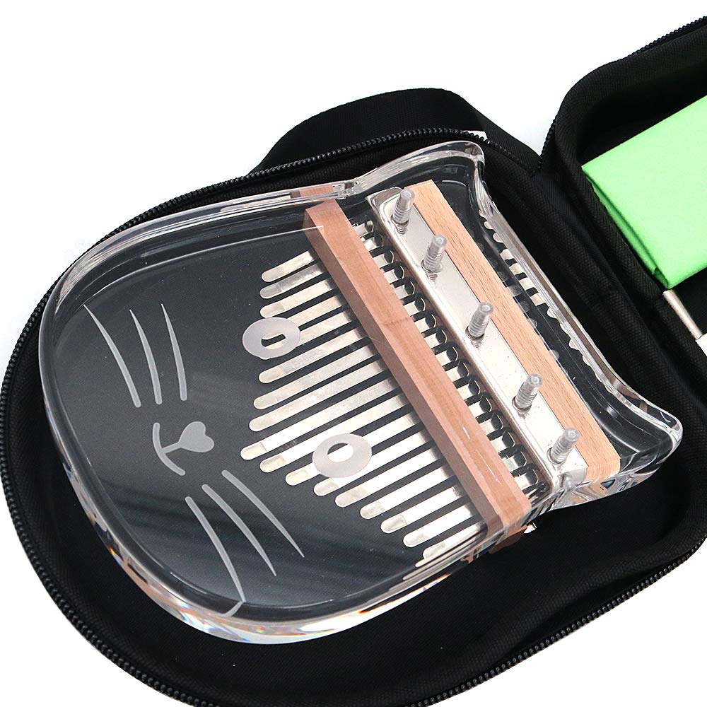 Alnicov 17 touches Kalimba (forme de lapin) fabriqué à la main en acrylique avec des accessoires pour enfants et adultes