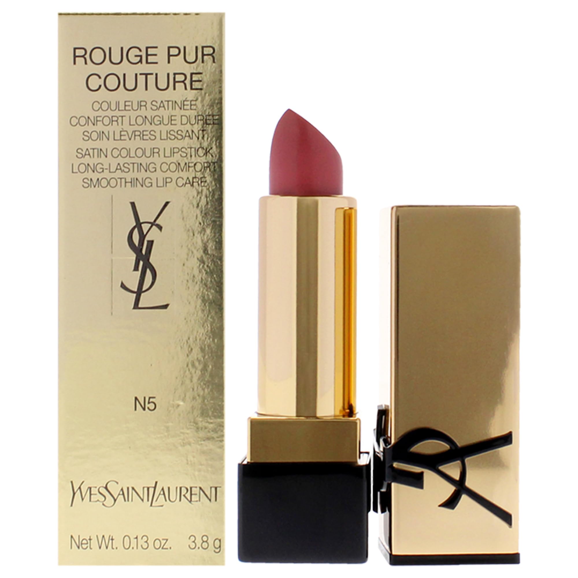 Rouge Pur Couture Satin Lipstick - N5 Tribute Nude by Yves Saint Laurent for Women - 0.13 oz Lipstick, Cranberry, 3.9 g (Pack of 1)