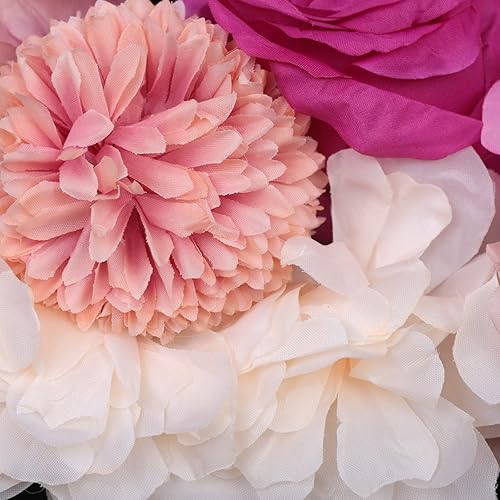 Miniatura 7 de 6 paneles de pared de flores para telón de fondo, pared de fondo de flores artificiales de 24 x 16 pulgadas, pared de flores de peonía de hortensias