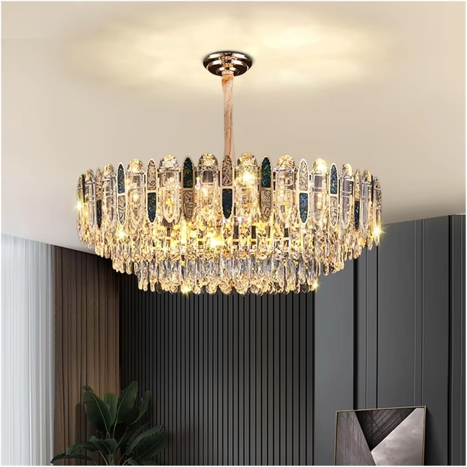 Crystal Chandelier Ceiling for Dining Room Modern Led Hanging Lamp Living Villa Loft Pendant Lighting,for Decoration