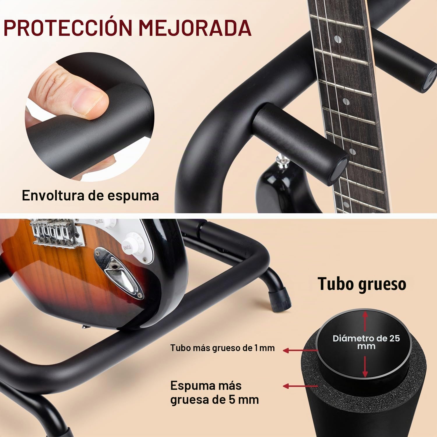 CAHAYA Soporte de exhibición para guitarras Multi Guitarra de Suelo para Guitarras Acústicas y Bajos Eléctricos