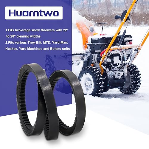 Miniatura 5 de Juego de 2 correas de transmisión de barrena 754-0430, 954-0430 para sopladores de nieve MTD Troy Bilt Cub Cadet de 2 etapas