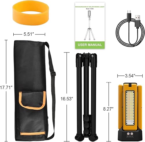 Miniatura 7 de Luz solar recargable de trabajo de 13200 mAh IPX4 impermeable con soporte plegable y bolsa de transporte, luz de campamento inalámbrica de 8000