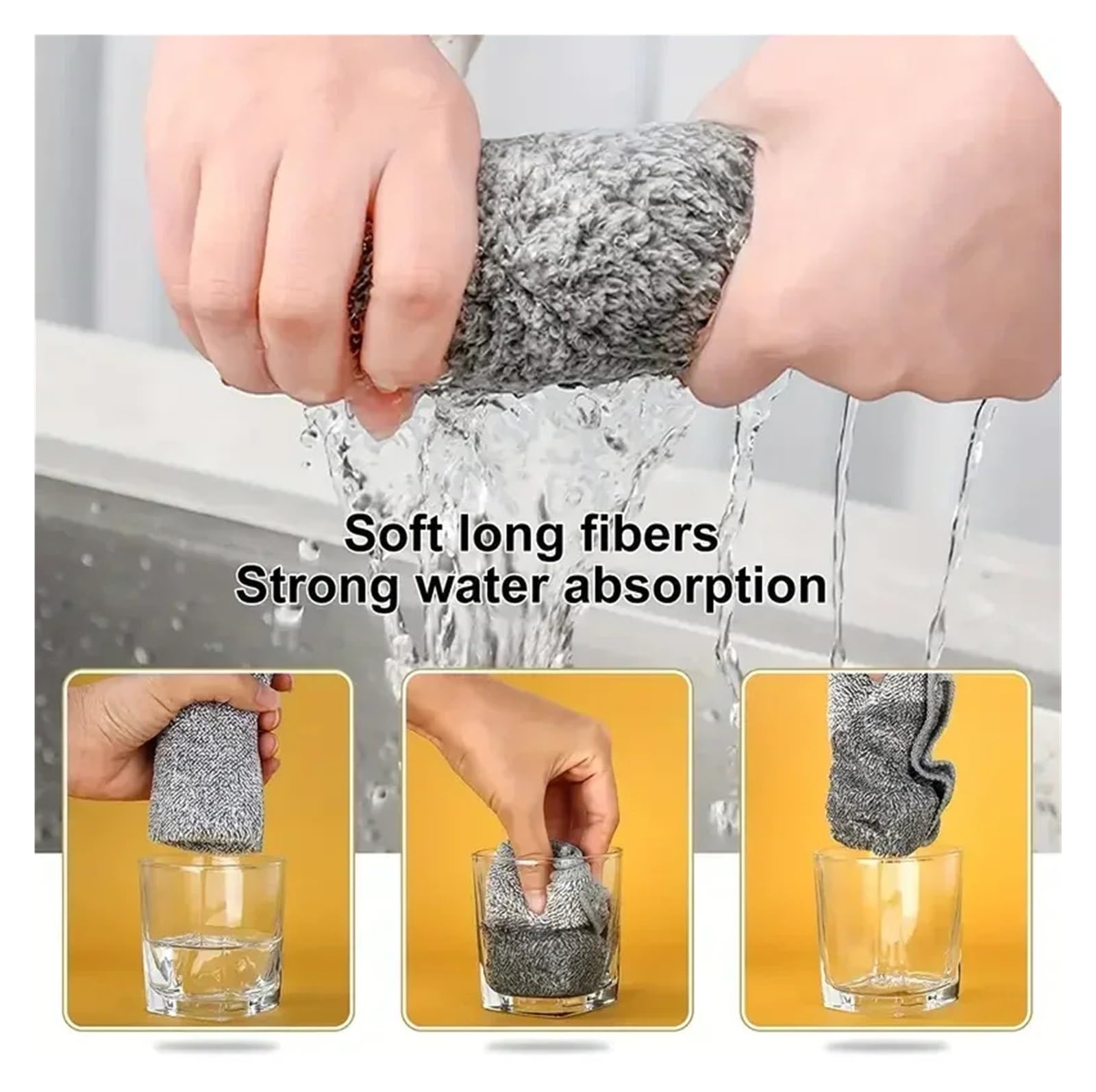 10/100 pezzi di strofinacci antigrasso for la cucina, panni in microfibra for pulizia, super assorbenti, color carbone grigio(50PCS)