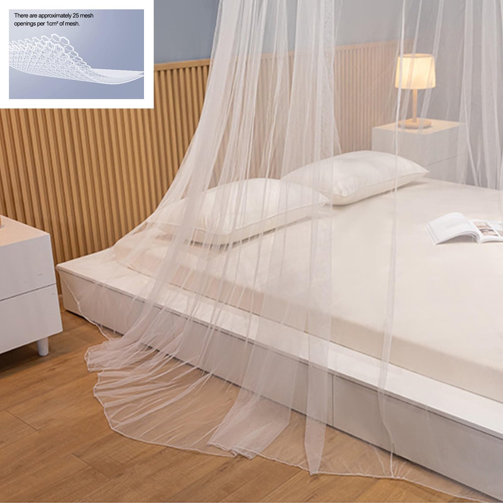 SARKEY Transparenter Netz Kuppel Bettvorhang,Prinzessinnen Betthimmel,luxuriöse Spitze,Runde,Eleganter,Einzel,Doppel,Queen,Für Erwachsene,Hochzeit Dekoration