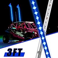 Vista 7 de Luces LED para látigo con bandera, antena de seguridad, lámpara de látigos con bandera para cuatrimotos, UTV, todoterreno, duna de arena, Buggy RZR