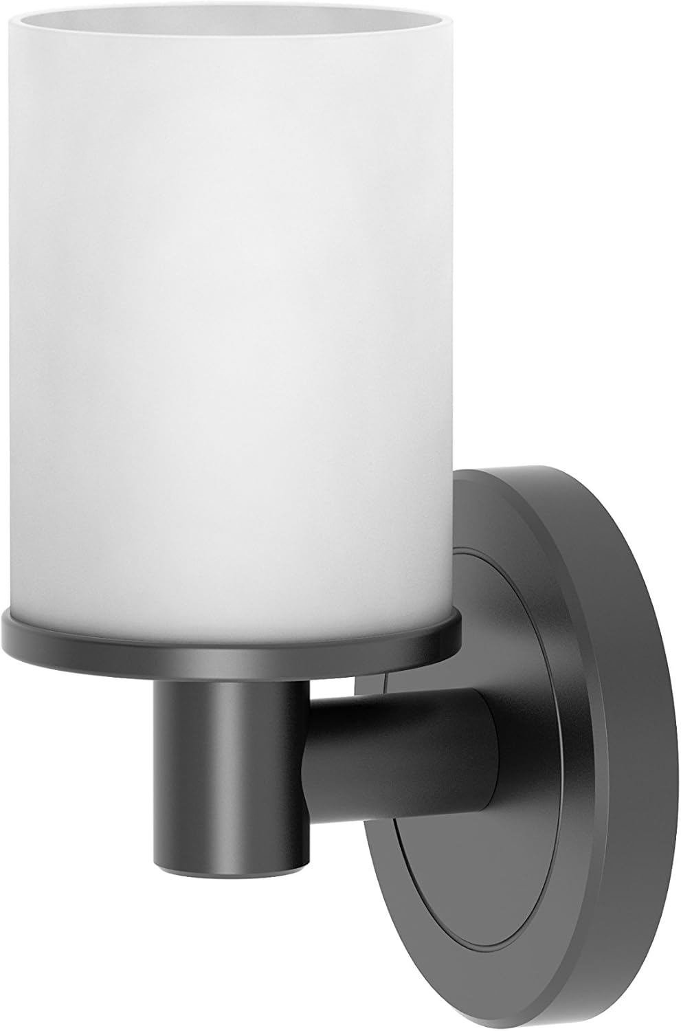Gatco 1680MX Latitude II 9.5-Inch H Single-Light Bathroom Vanity Light, Wall Mounted Sconce, Matte Black, Frosted Glass Shade