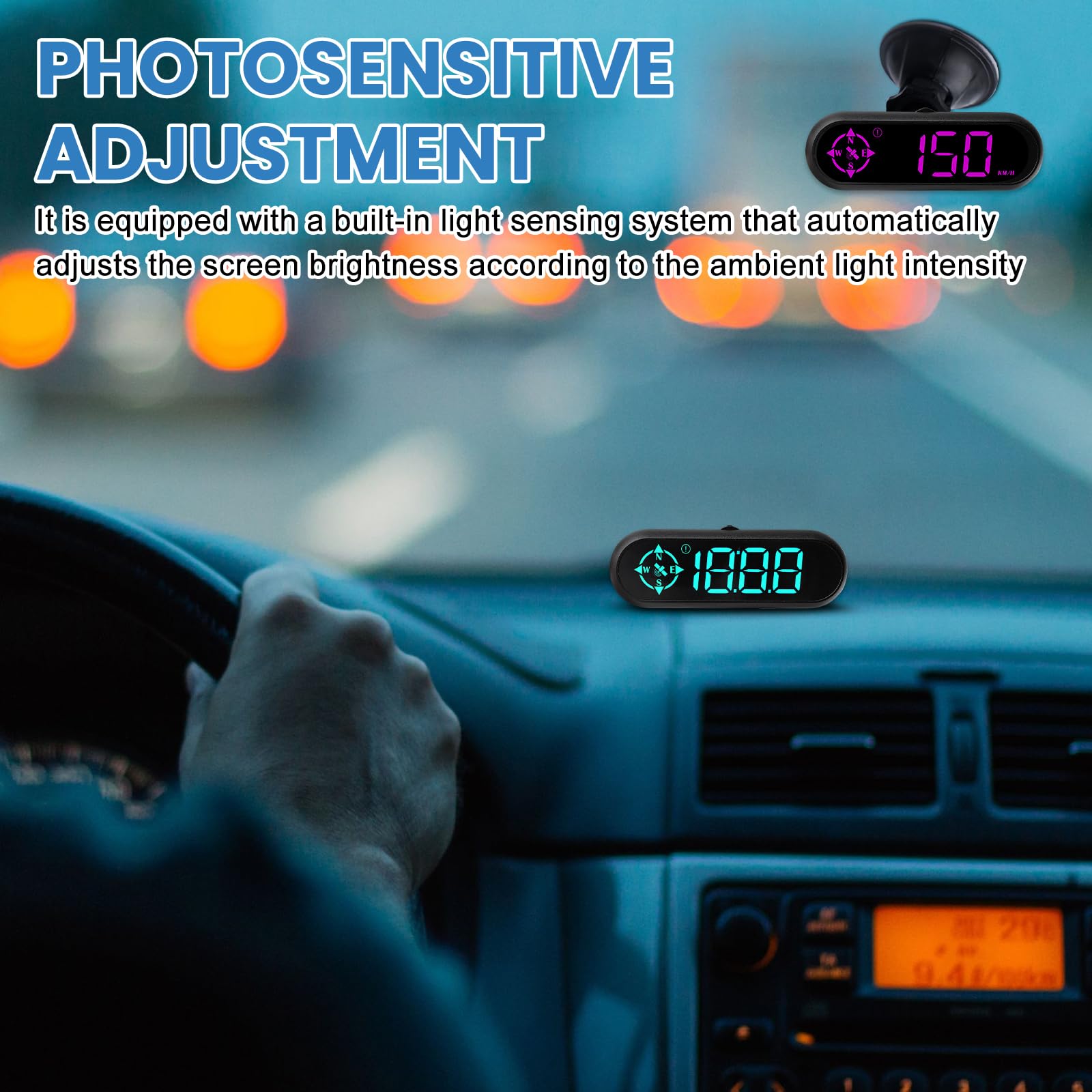 Schermo testa alta: HUD auto, tachimetro GPS, tachimetro digitale universale con installazione Plug & Play, funzionamento USB, flash automatico per tutti i veicoli