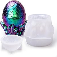 Vista 1 de LET'S RESIN Dragon Egg Resin Molds, Large Resin Jar Resin Epoxy Molds with Lid and Crystal Cluster Base, Lifelike Dinosaur Egg Silicone Molds for
