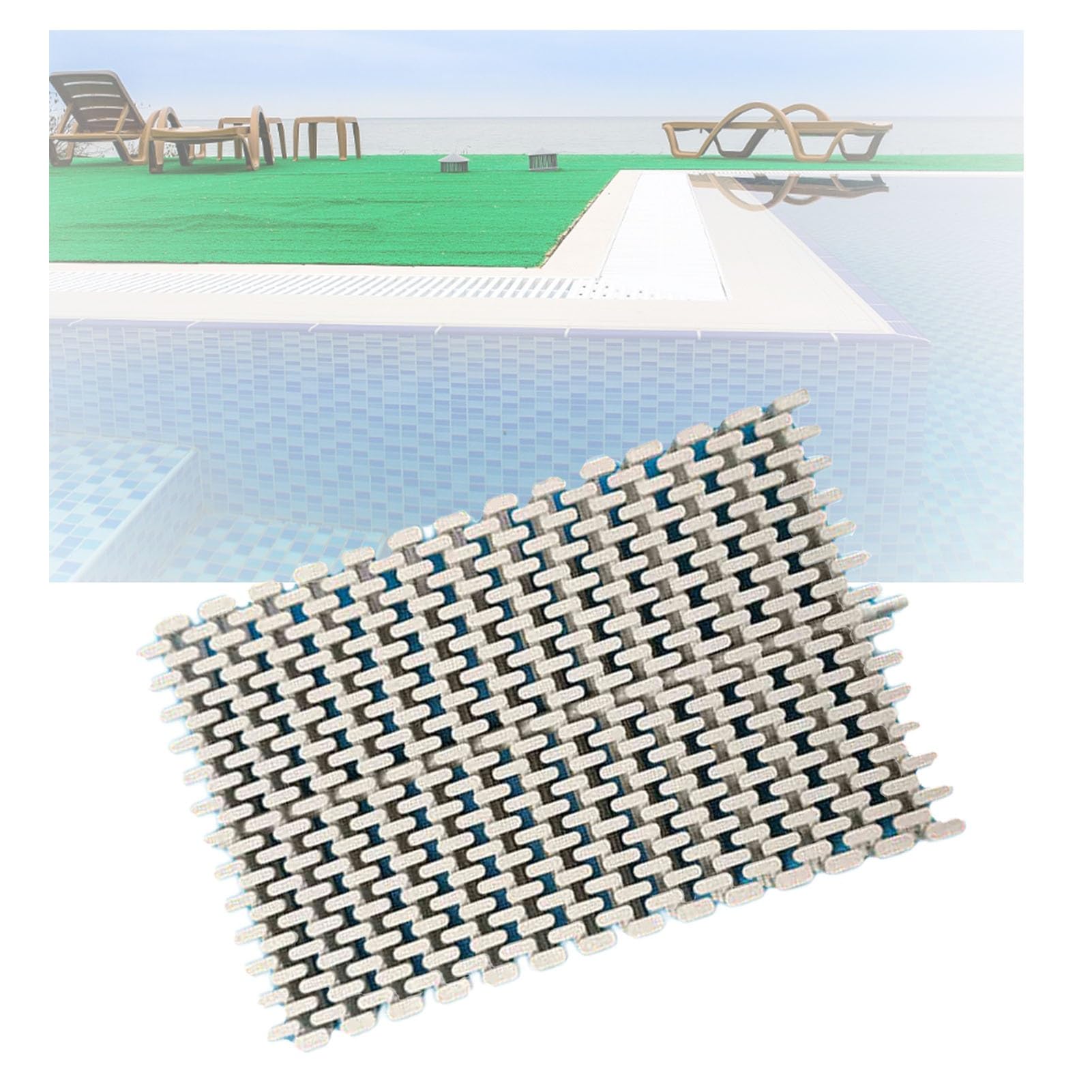 UZAMIRLEX Drainage Overflow Grate, Swimming Pool Overflow Grating Spliced Deck Cover Chain Buckle 18-30x100cm(18x100CM/10pieces)