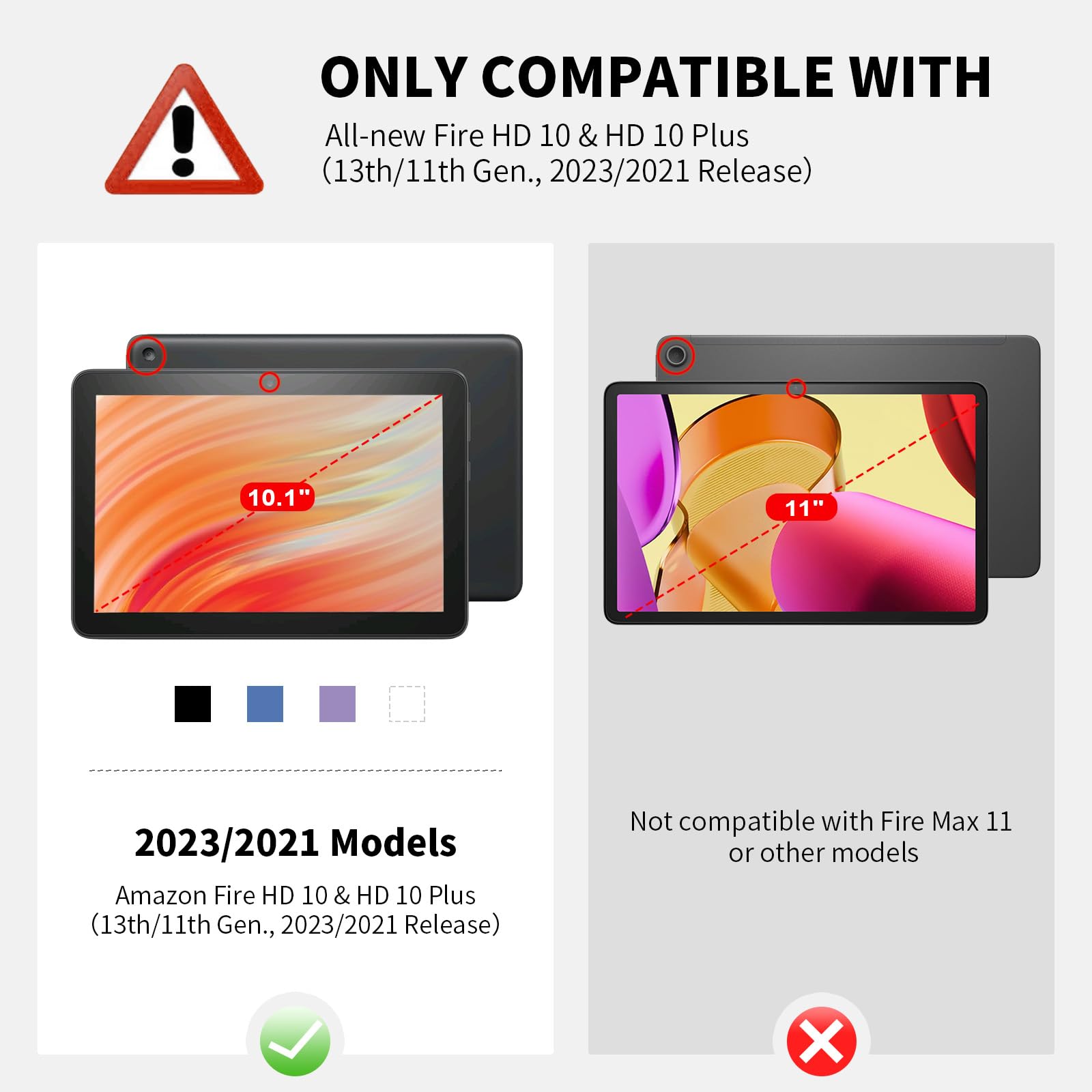 COOWPS Schutzhülle für Amazon Kindle Fire HD 10 Tablet (13. / 11. Generation, Version 2023 / 2021), 25,7 cm (10,1 Zoll), schmale Standhülle mit automatischer Wake/Sleep-Funktion, Handschlaufe und