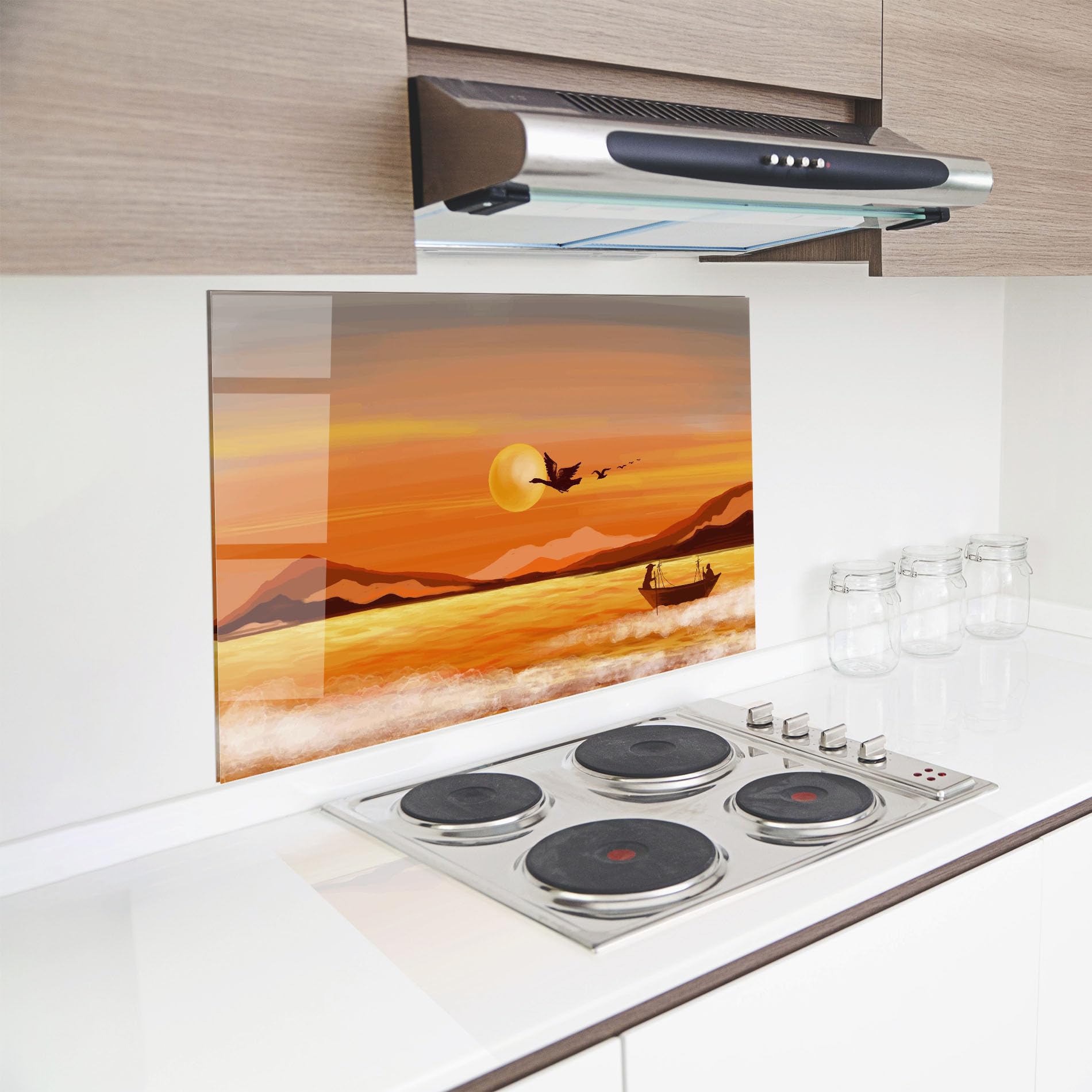 ARTHUB® Paraschizzi Cucina in Vetro temperato 50x70 cm, 20988 | Protezione Contro Gli Schizzi, Protezione murale per fornelli, Vetro temperato, Paesaggi, Laghi