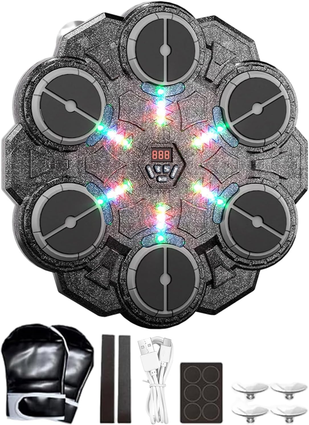 Music Boxing Machine - 9 Speed Wall Mounted Punching Device, Light Up Training Equipment, Adjustable Design, Premium Fitness Gear, Indoor Gym Workout, Apartment Dormitory Use, Adults Boys Exercise