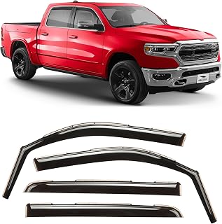 Voron Glass In-Channel Rain Guards for Dodge RAM 1500 2019-2026 Crew Cab - Durable Window Deflectors & Vent Visors, 4 Pieces