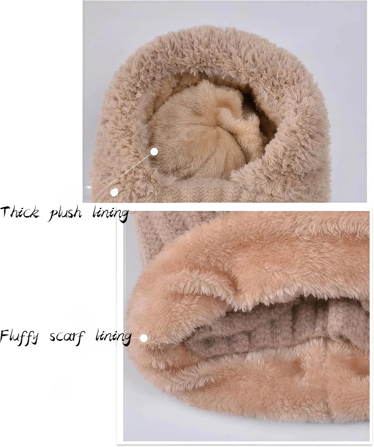 Women Winter Fleece Lined Windproof 3 in 1 Beanie Hat Scarf Mask Set - Ski Snow Hat for Cold Weather Outdoor Commuting