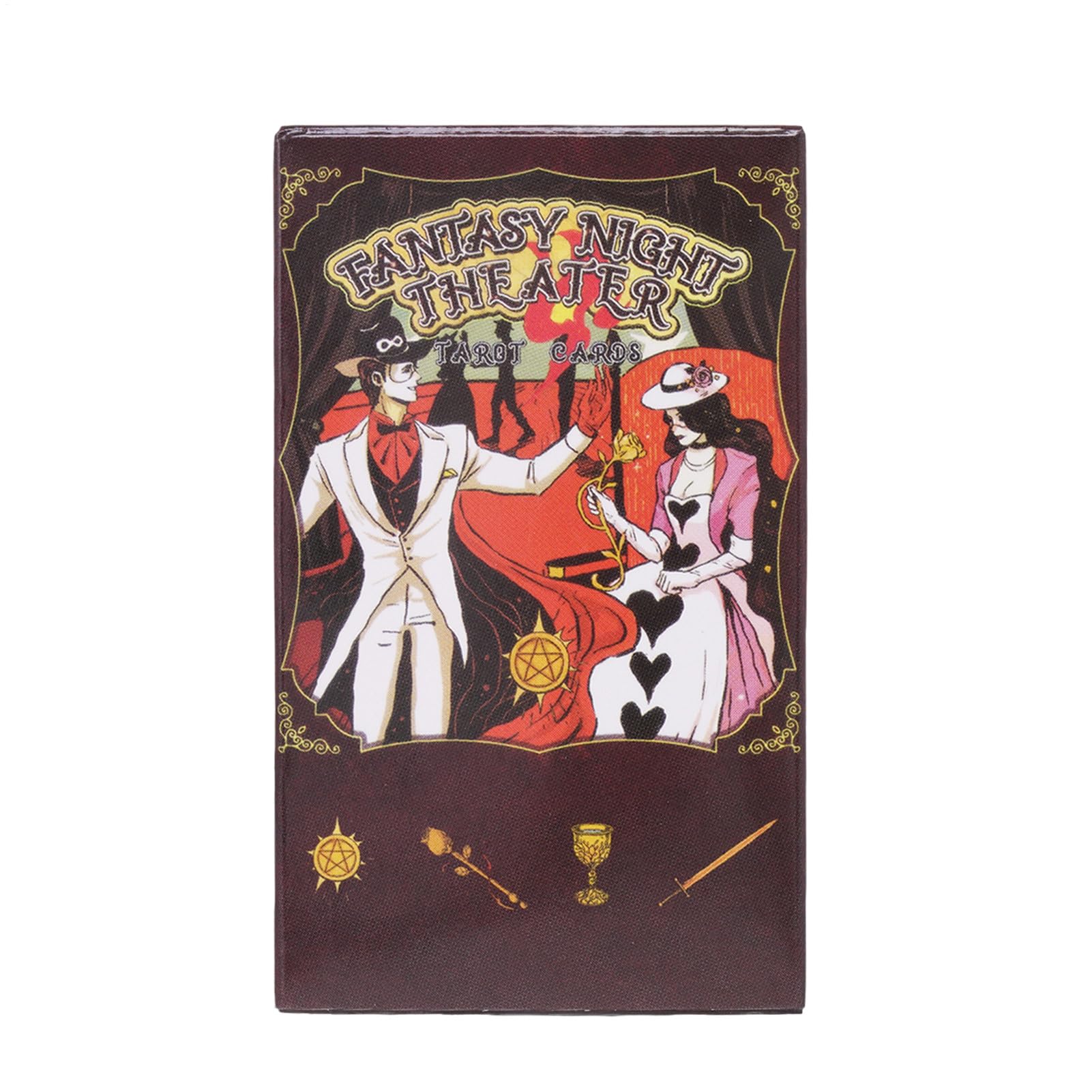 Tarot Cards, Fantasy Theater Deck, 78 Card Divination Set, 4.05 Inches with Printed Meanings, Mystical Illustration Design, for Beginners Experts, Family Game, Fortune Telling Use