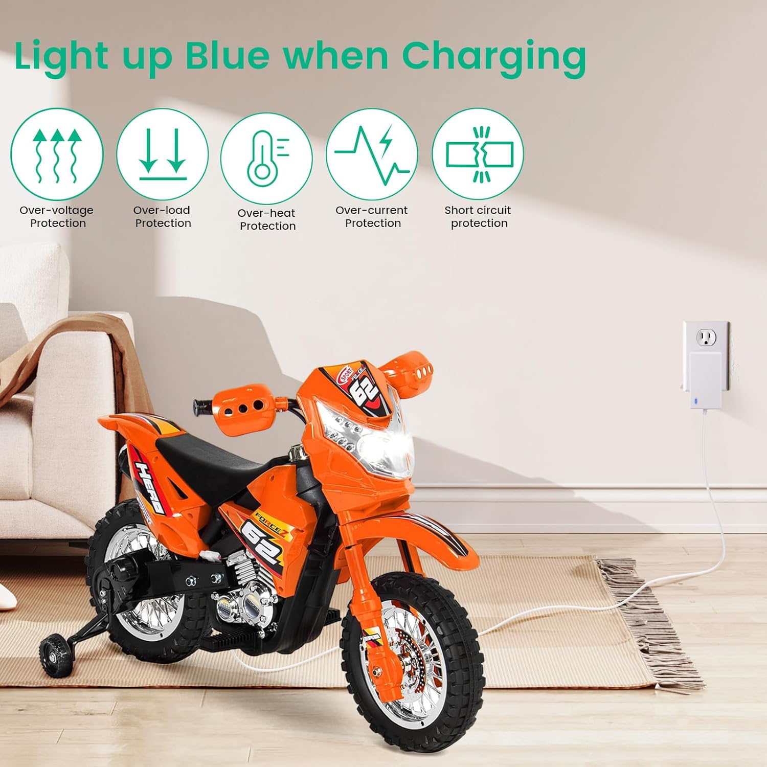 6 Volt Charger for Kids Ride On Car Toys, 6V Battery Charger for Best Choice Products SUV,Power Supply with Indicator Light, White