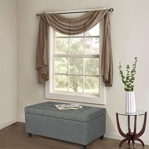 Miniatura 35 de Joveco Banco otomano de almacenamiento, 33 pulgadas, de piel sintética, rectangular, copetudo, taburete para el pie final de la cama, dormitorio,