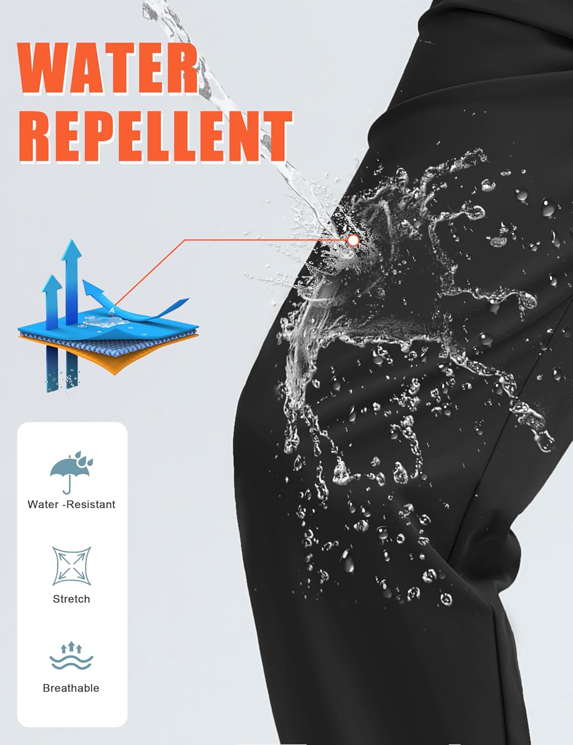 Cotrasen Mens Casual Pants Lightweight Sweatpants Stretch Water Resistant Hiking Pants Athletic Outdoor Workout Joggers - Image 6