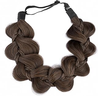 Kinky Synthetic Hair Braided Headband Wide Hairpiece Women Girl Beauty accessory (8-Copper Brown)