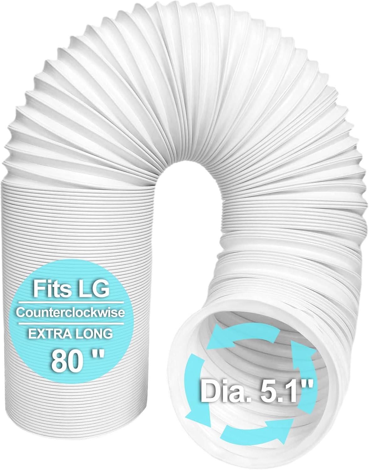 Portable Air Conditioner Hose 5.1 Inch Diameter,Portable AC Hose Exhaust Vent With Anti-Clockwise Thread Length up to 80 Inches