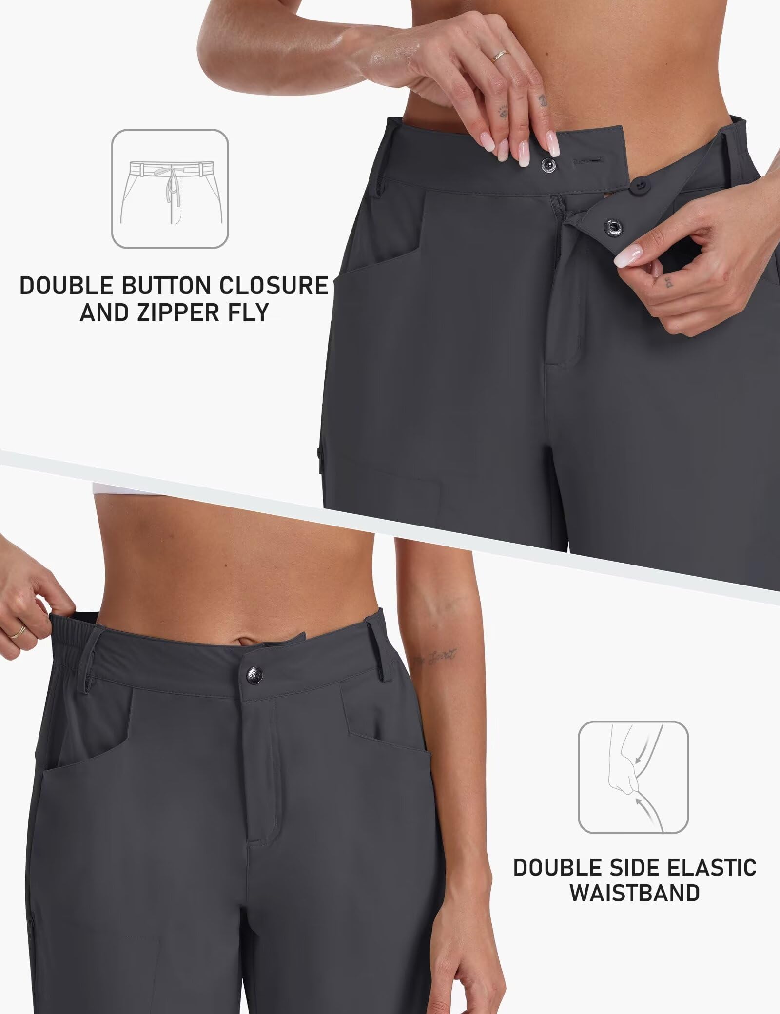 MoFiz Pantalones Cortos Cargo para Mujer Verano Ligeros Cintura Alta Trekking Corto Bermudas Shorts con Bolsillo Cremallera