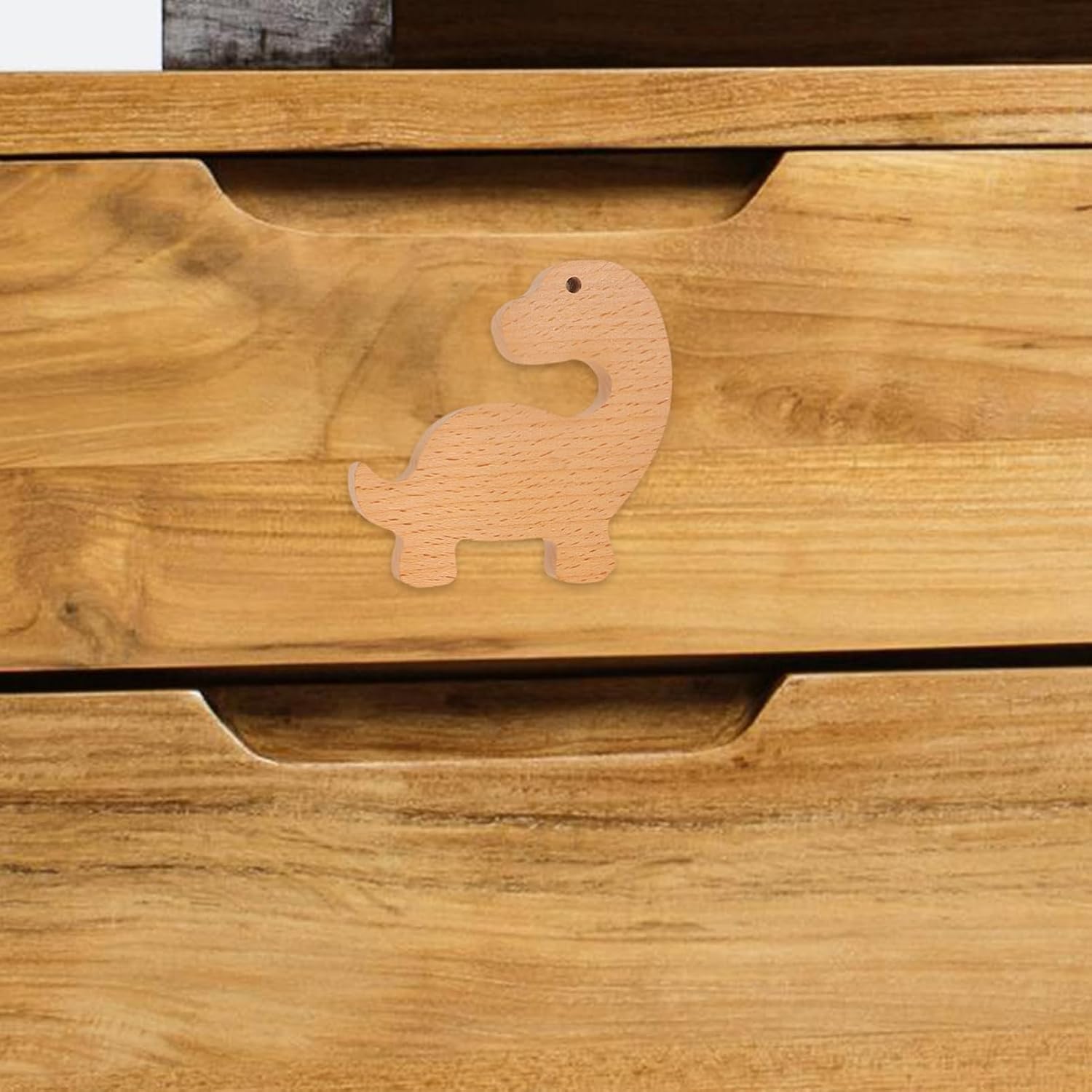 6 Pack Wooden Dinosaur Decorative Knobs for Kids Drawer Cabinets