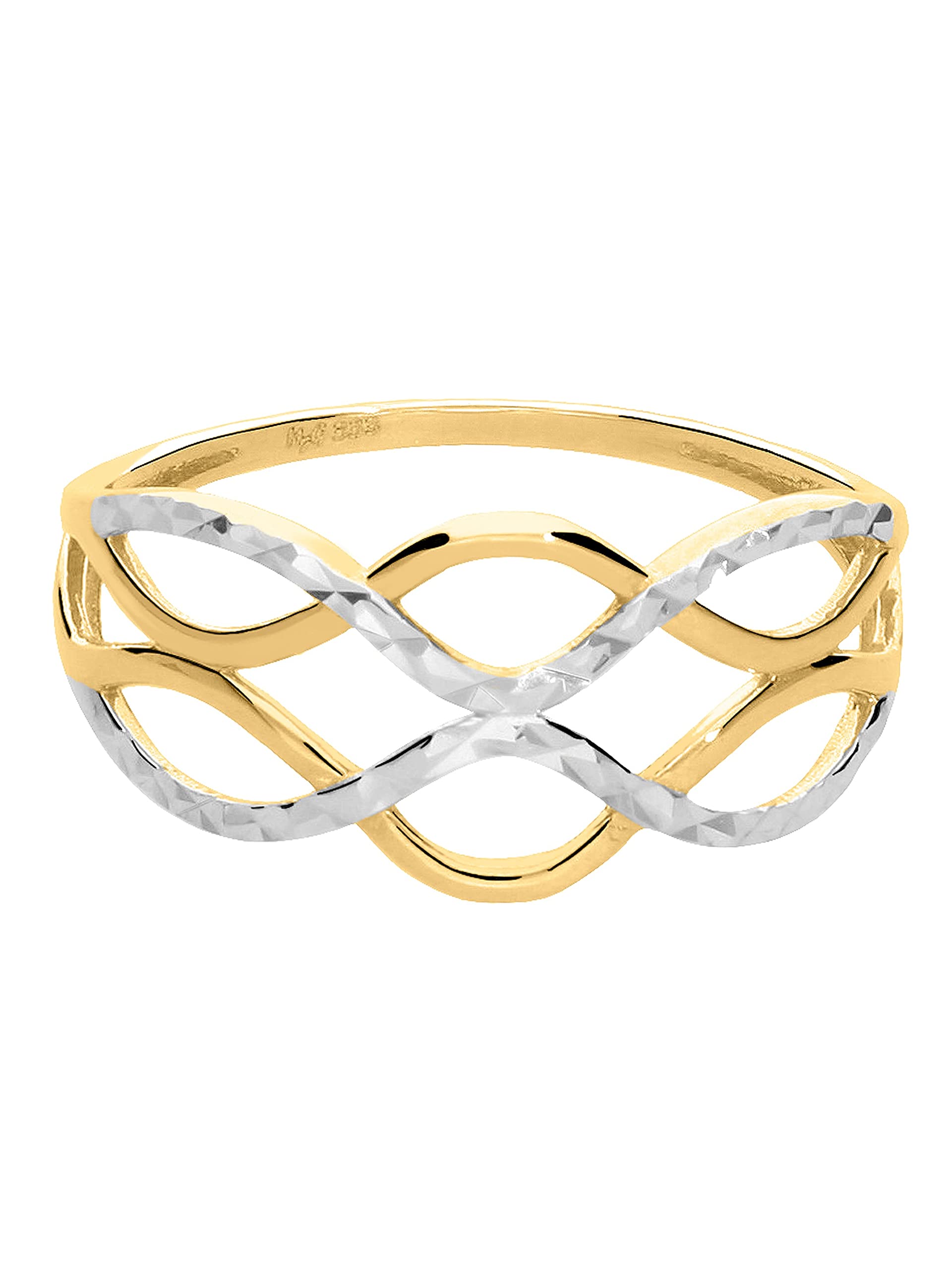 My Gold Damen Ring Gold 333 Echtes Weissgold Gelbgold (8 Karat) Ohne Stein Gr. 62 Damenring Goldring Emeni R-07931-G362-W62