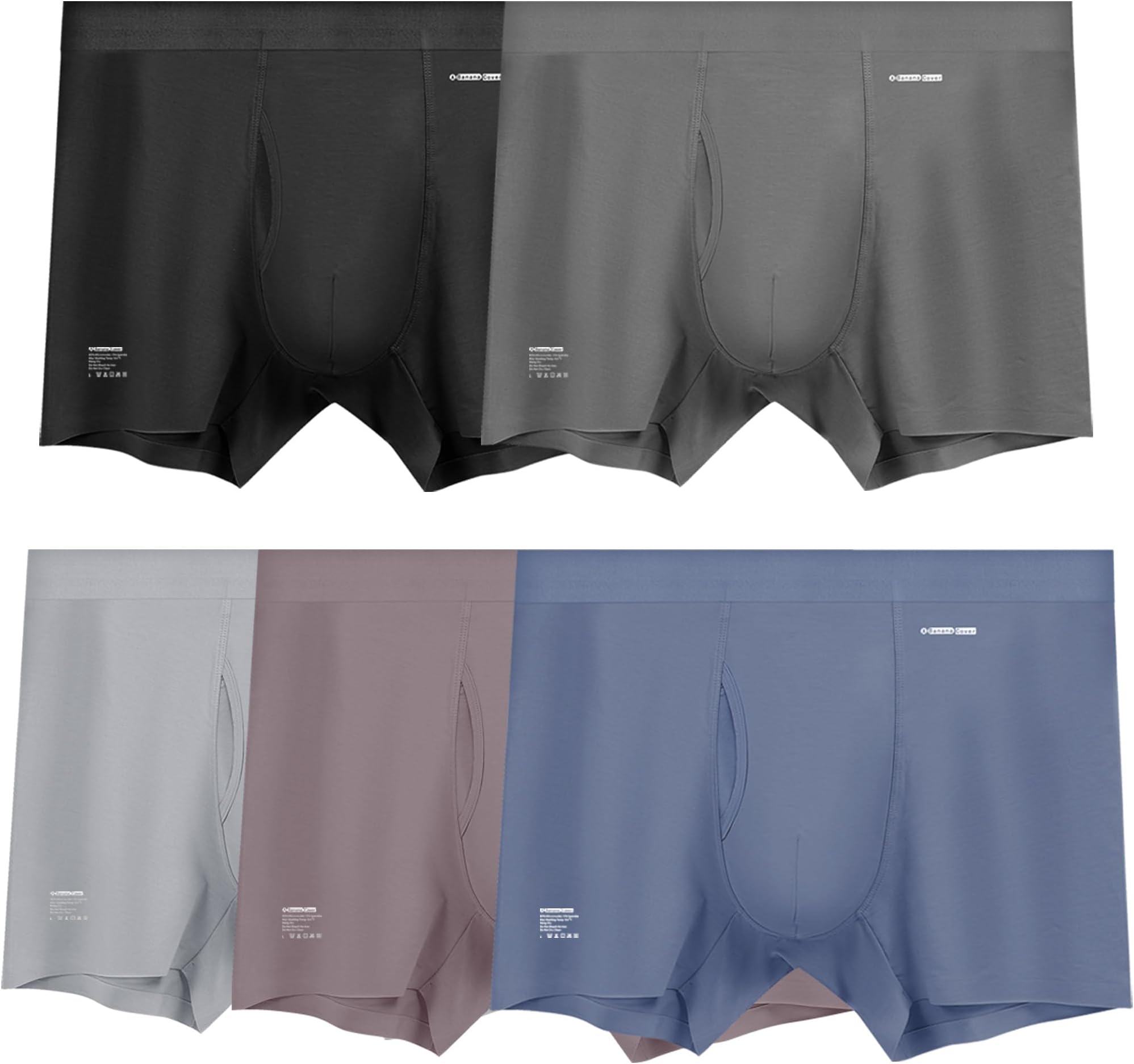 Premium Men's Naked Feeling Air Micro Modal Boxer Briefs with Fly Function - Athleisure Mens Underwear Trunks, 5-pack/Assorted Colors 04, S