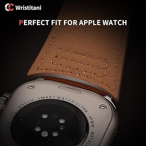 Miniatura 5 de Wristitani Leather Bands Compatible with Apple Watch Strap 49mm 46mm 45mm 44mm 42mm 41mm 40mm for Men, Top Genuine Leather Replacement Straps for