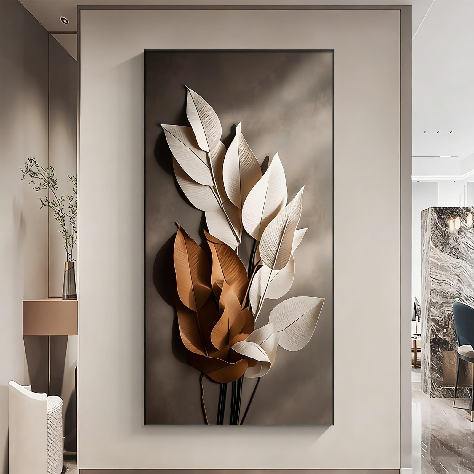 Deco murale pour l'entree ou le couloir grand cadre 3D en aluminium 60x120cm