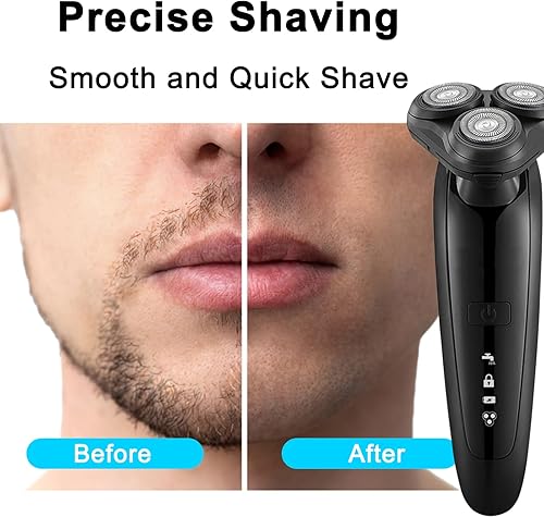 Miniatura 4 de Maquinilla de afeitar eléctrica para hombres, afeitadora recargable de precisión 3D con recortadora emergente, afeitadoras inalámbricas rotativas,