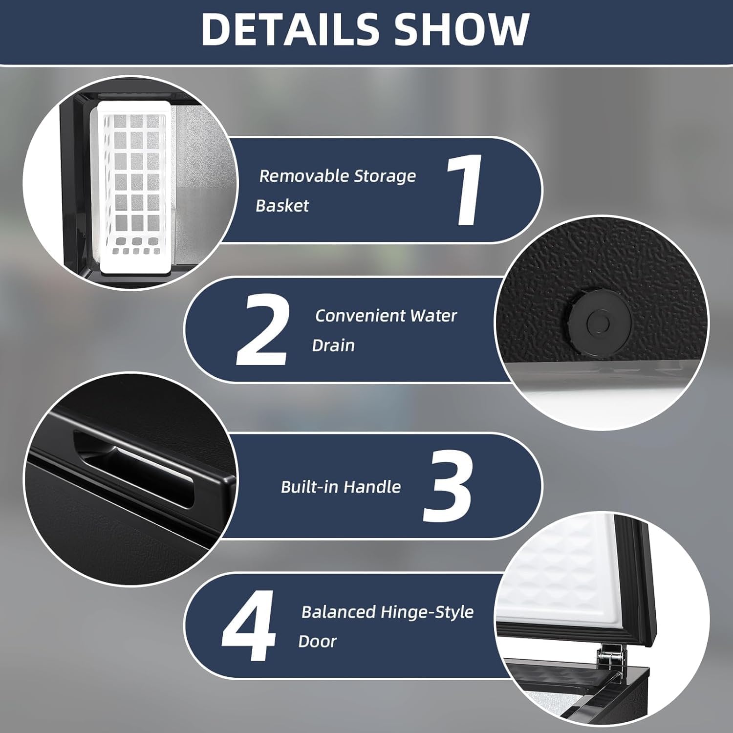 Antarctic Star 3.5 Cu.ft Chest Freezer 6.8℉to -4℉with Removable Basket Free Standing Top open Door Compact Freezer with Adjustable Temperature Defrost Water Drain/Power Saving Black