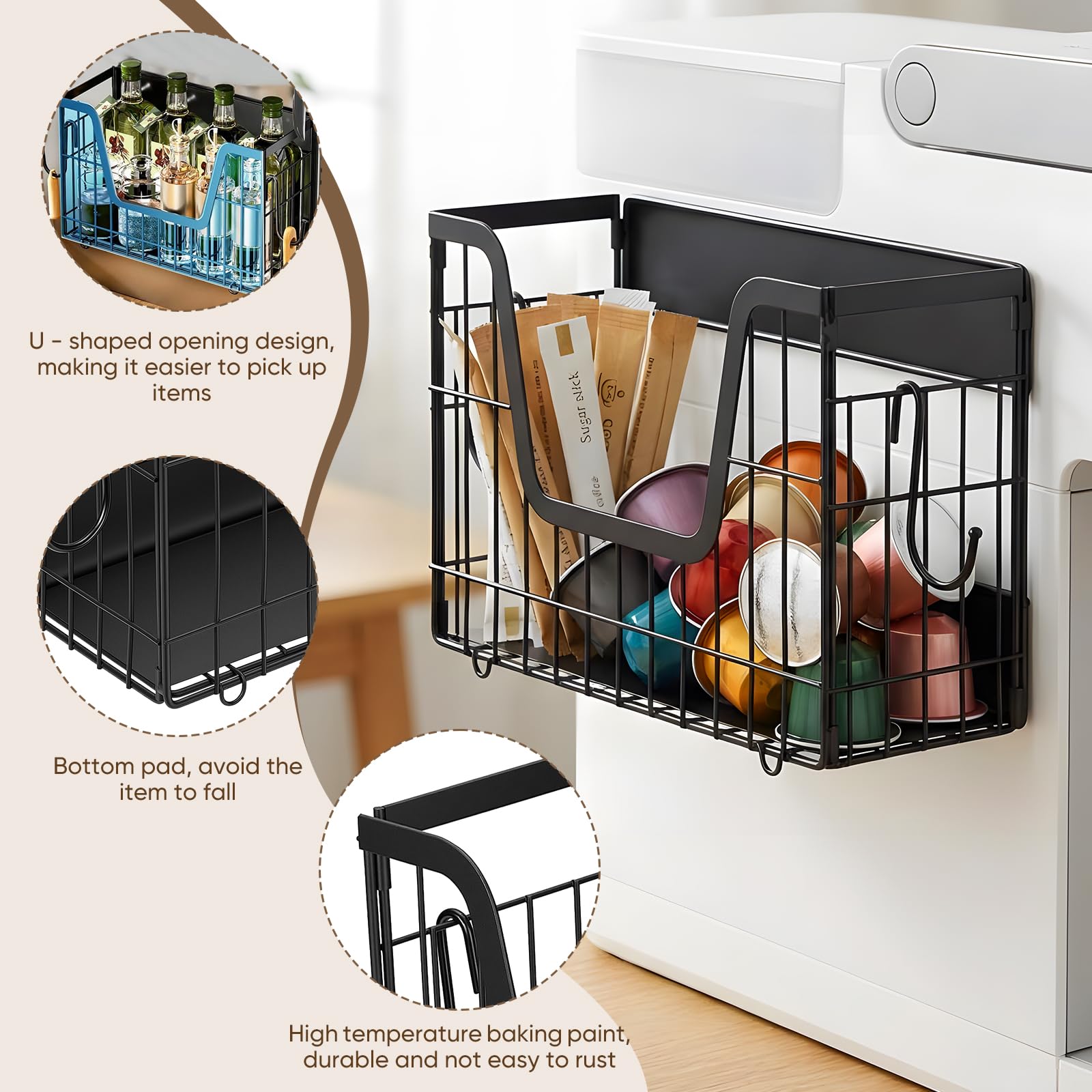 Scaffali Magnetici per Frigorifero, 2 Pezzi Cestini per Frutta Magnetici Scaffale Magnetico per Frigorifero Scaffale da Cucina senza Trapano Scaffale per Spezie Magnetico