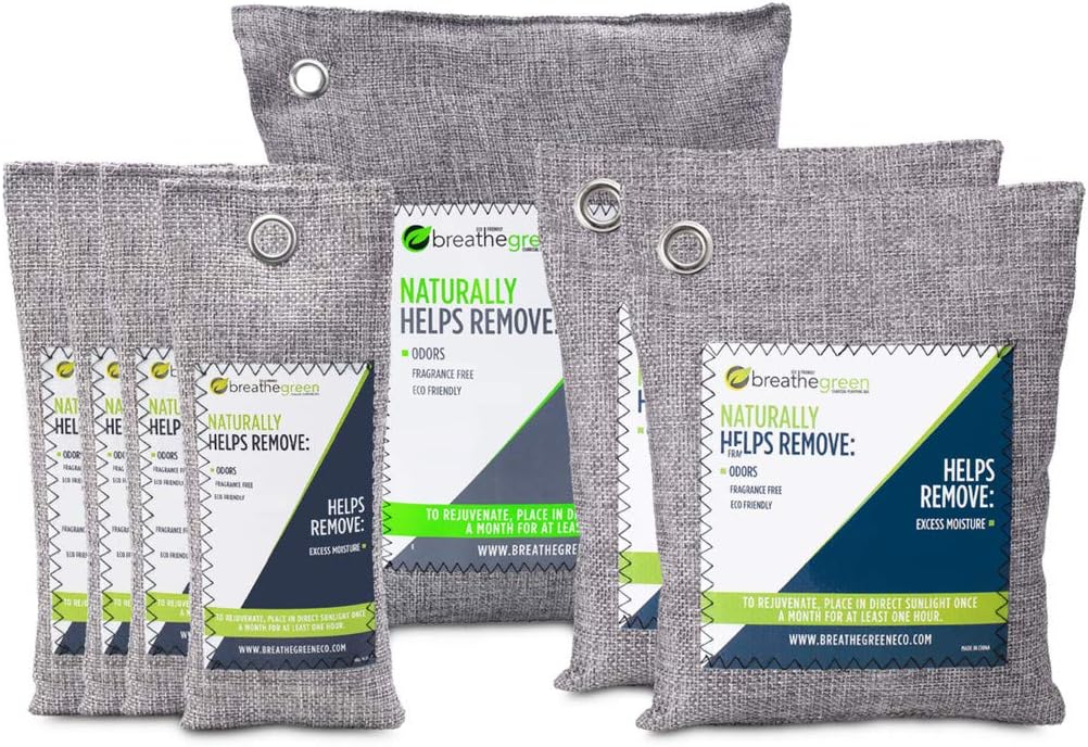 Bamboo Charcoal Air Freshener Bag For Large Spaces (7-Pack Variety) | Activated Charcoal Odor Absorber | Natural Air Refresher Removes Odors and Moisture | Odor Eliminator for Basement, Garage, Trucks