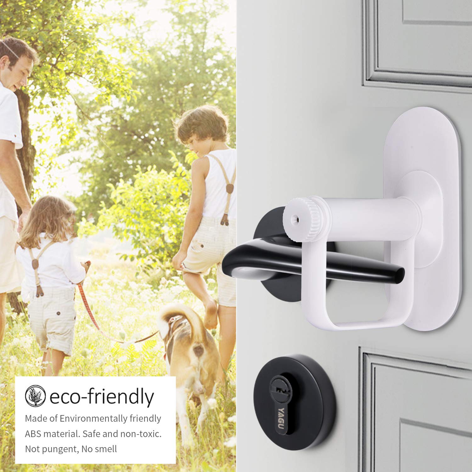 Door Lever Lock (2 Pack) Child Proof Door Handle Lock Prevents Baby Toddlers Pets from Opening Door- One Hand Operation Baby Safety Locks with 3M Adhesive by VENMATE