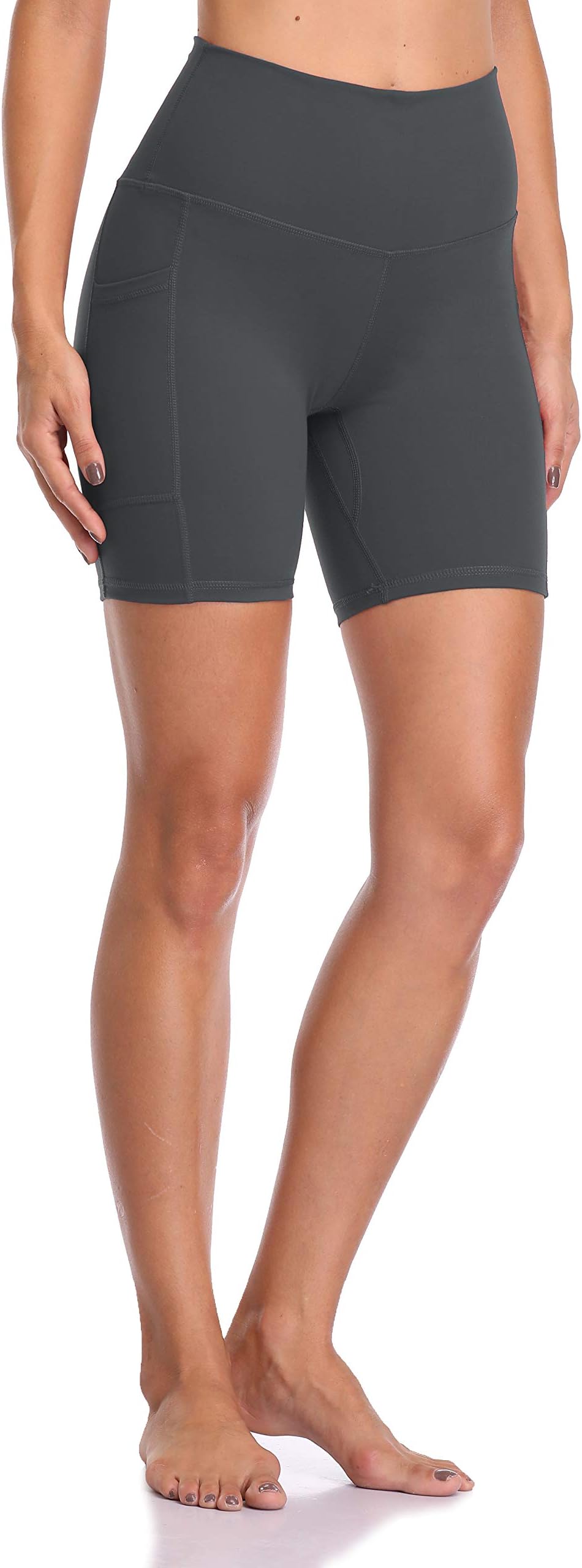 ColorfulkoalaWomen's High Waisted Biker Shorts with Pockets 6" Inseam Yoga Tummy Control Short