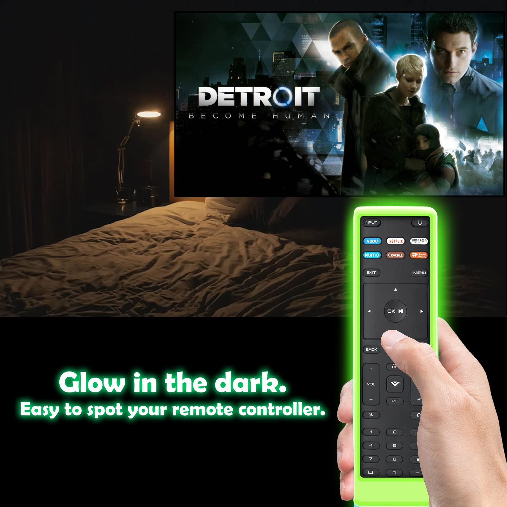 Paquete de 2 fundas para mando de TV Vizio, funda de silicona para control remoto Vizio XRT136 LCD LED TV, funda para mando a distancia de TV inteligente, funda que brilla en la oscuridad