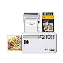 KODAK Mini 2 Retro 4PASS Stampante Fotografica Portatile (5.3×8.6cm) + Pacchetto con 38 Fogli, Bianco