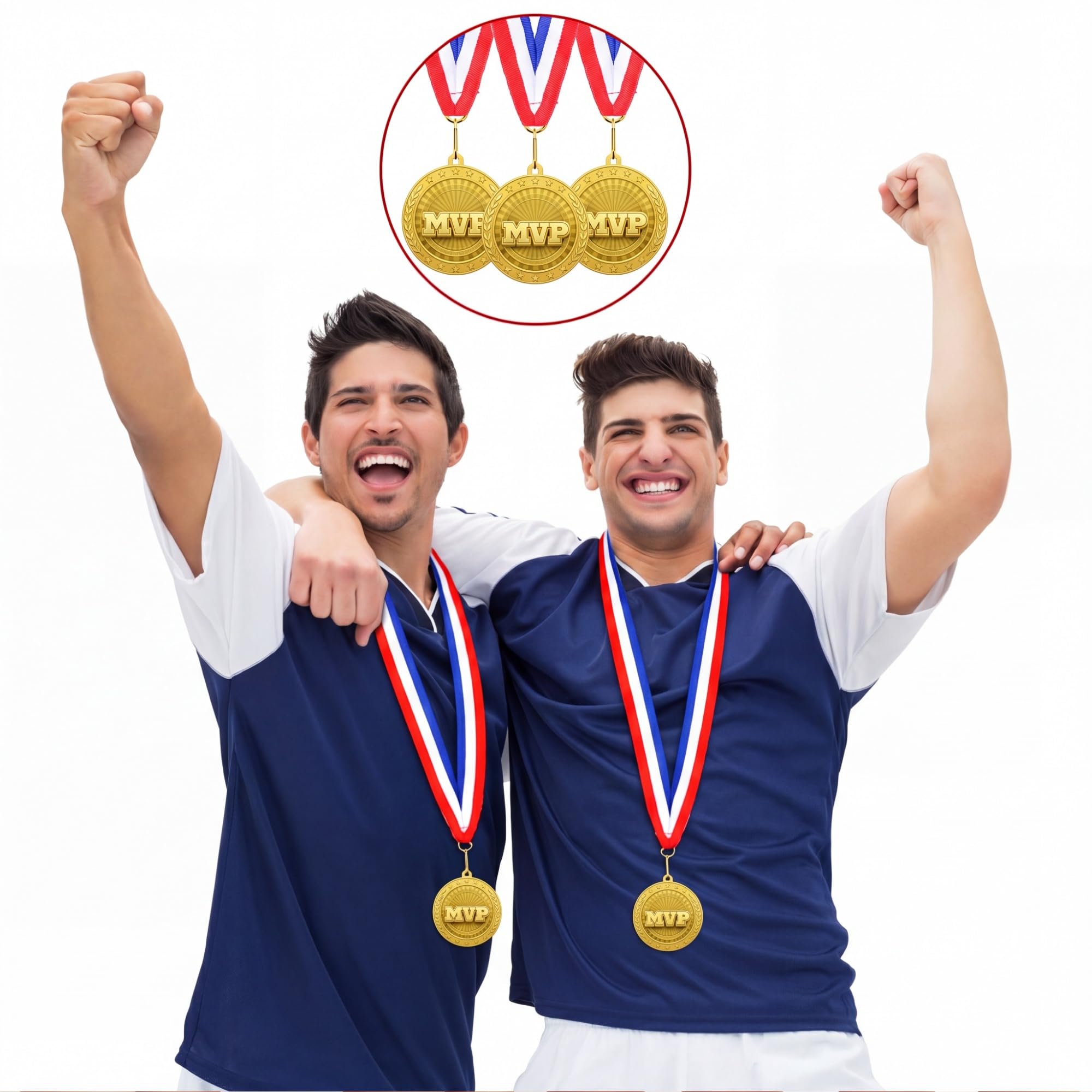Equsion 36 medallas de premio con cintas para el cuello, premios deportivos dorados, fútbol, voleibol, baloncesto, animadora, béisbol, MVP, dominó, medallas de póquer para fiestas deportivas, trofeos,